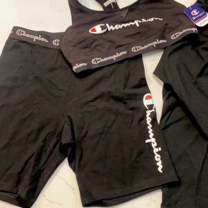 Three piece women’s large champion matching bike shorts outfit new with tags